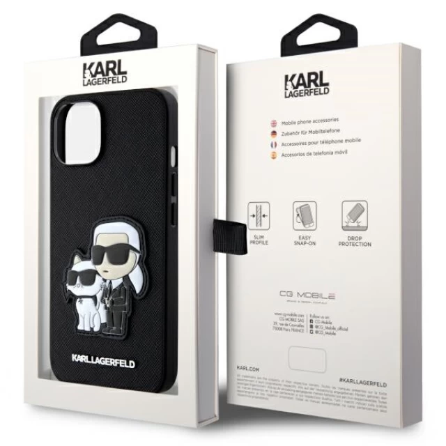 Чохол Karl Lagerfeld Saffiano Karl & Choupette для iPhone 14 Black (KLHCP14SSANKCPK)
