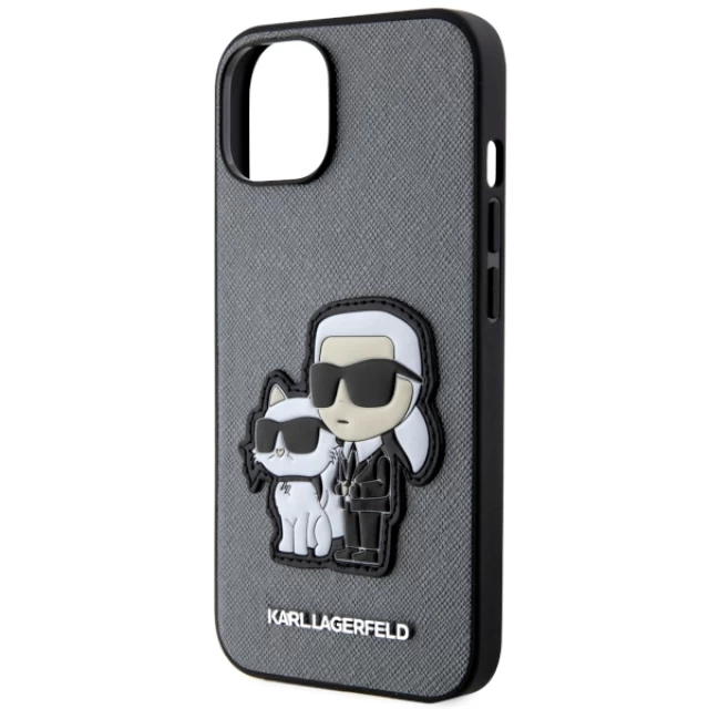 Чохол Karl Lagerfeld Saffiano Karl & Choupette для iPhone 14 Silver (KLHCP14SSANKCPG)