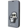 Чехол Karl Lagerfeld Saffiano Karl & Choupette для iPhone 14 Pro Silver (KLBKP14LSANKCPG)