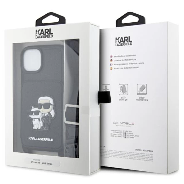 Чохол Karl Lagerfeld Crossbody Saffiano Karl & Choupette для iPhone 14 Black (KLHCP14SCSAKCPMK)