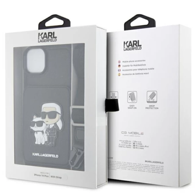 Чохол Karl Lagerfeld Saffiano Karl & Choupette для iPhone 14 Plus Black (KLHCP14MCSAKCPMK)