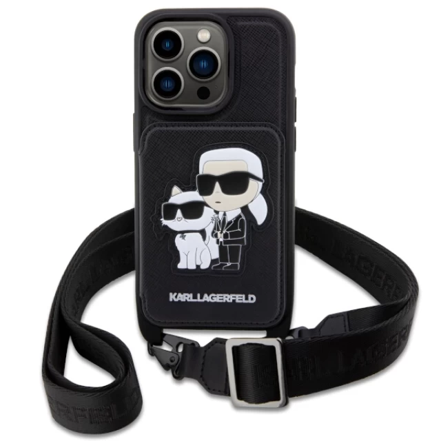 Чехол Karl Lagerfeld Crossbody Saffiano Karl & Choupette для iPhone 14 Pro Black (KLHCP14LCSAKCPMK)