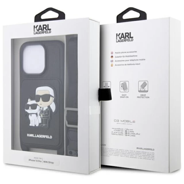 Чохол Karl Lagerfeld Crossbody Saffiano Karl & Choupette для iPhone 14 Pro Black (KLHCP14LCSAKCPMK)