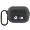 Чехол для наушников BMW Carbon Double Metal Logo для AirPods Pro 2 Black (BMAP2WMPUCA2)