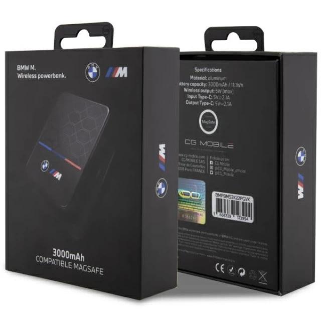 Портативное зарядное устройство BMW M Collection 5W 3000mAh Black with USB-C Cable with MagSafe (BMPBMS3K22PGVK)