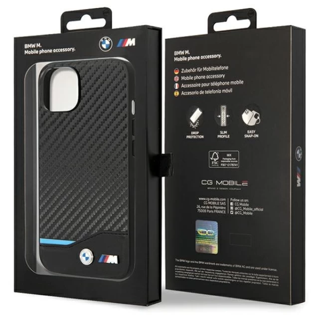 Чехол BMW Leather Carbon для iPhone 13 Black (BMHCP13M22NBCK)