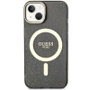 Чехол Guess Glitter Gold для iPhone 14 Black with MagSafe (GUHMP14SHCMCGK)