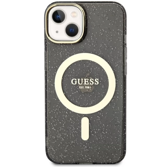 Чохол Guess Glitter Gold для iPhone 14 Plus Black with MagSafe (GUHMP14MHCMCGK)