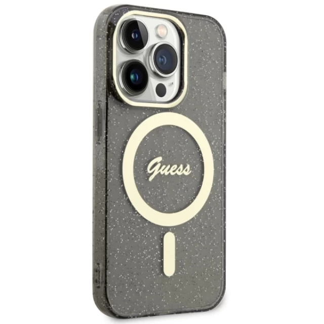 Чохол Guess Glitter Gold для iPhone 14 Pro Black with MagSafe (GUHMP14LHCMCGK)