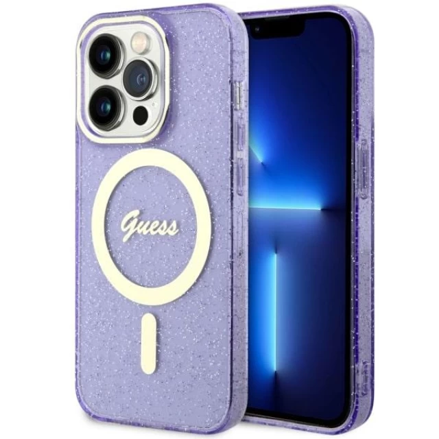 Чехол Guess Glitter Gold для iPhone 14 Pro Purple with MagSafe (GUHMP14LHCMCGU)