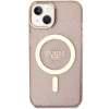 Чехол Guess Glitter Gold для iPhone 14 Pink with MagSafe (GUHMP14SHCMCGP)