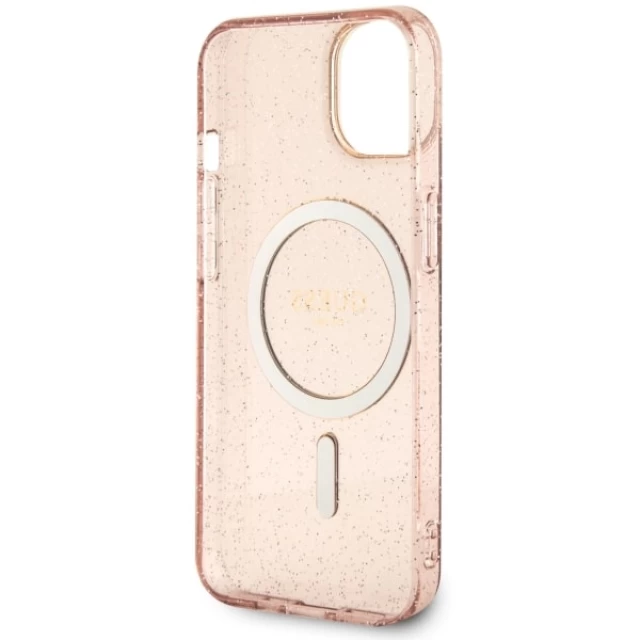 Чехол Guess Glitter Gold для iPhone 14 Pink with MagSafe (GUHMP14SHCMCGP)