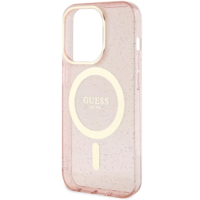 Чехол Guess Glitter Gold для iPhone 14 Pro Max Pink with MagSafe (GUHMP14XHCMCGP)