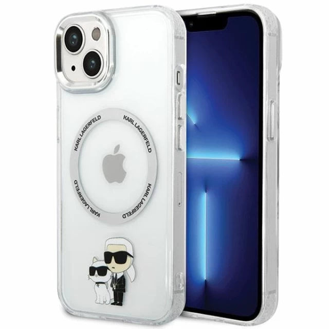 Чехол Karl Lagerfeld Iconic Karl & Choupette для iPhone 13 Transparent with MagSafe (KLHMP13MHNKCIT)