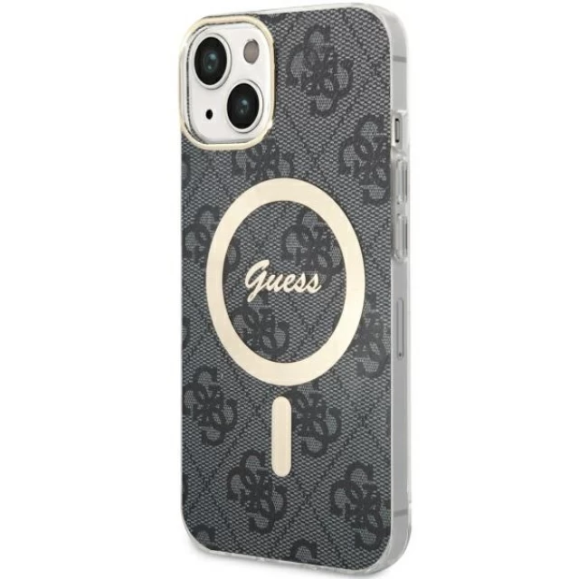Чехол Guess 4G для iPhone 14 Black with MagSafe (GUHMP14SH4STK)