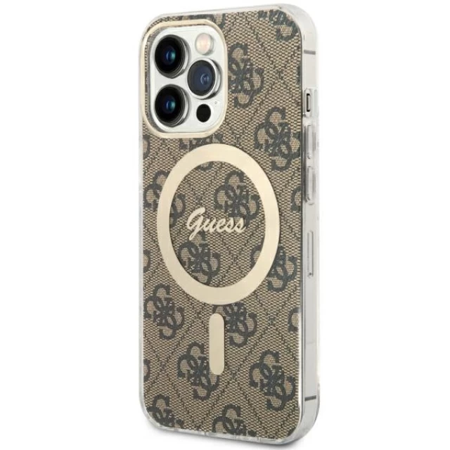 Чохол Guess 4G для iPhone 13 Pro Brown with MagSafe (GUHMP13LH4STW)