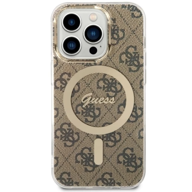 Чохол Guess 4G для iPhone 14 Pro Brown with MagSafe (GUHMP14LH4STW)