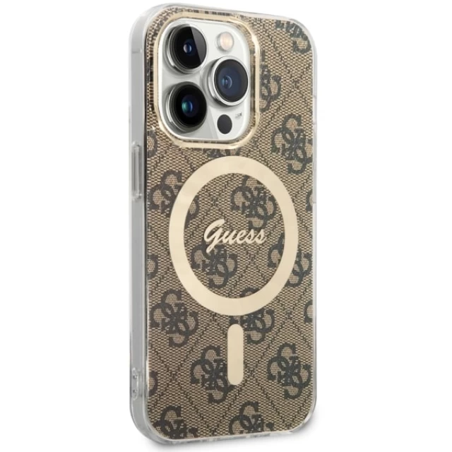 Чохол Guess 4G для iPhone 14 Pro Brown with MagSafe (GUHMP14LH4STW)