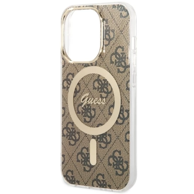 Чехол Guess 4G для iPhone 14 Pro Brown with MagSafe (GUHMP14LH4STW)