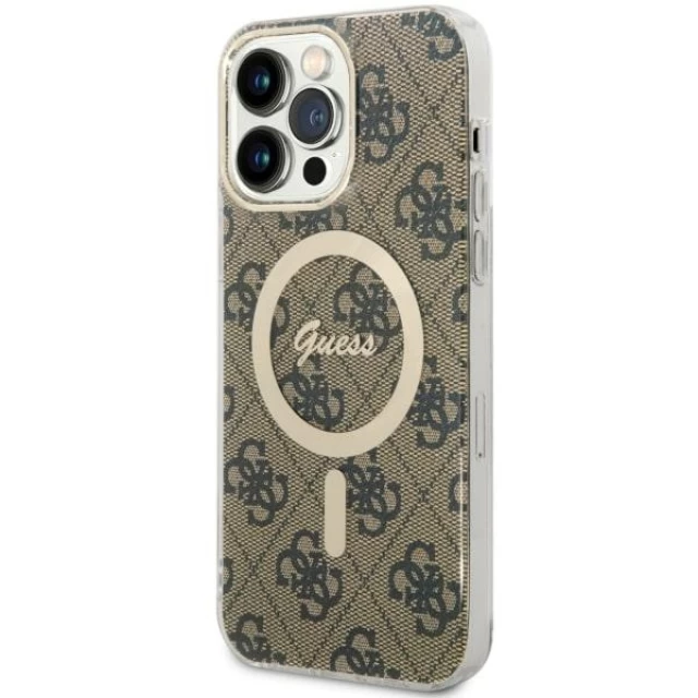 Чехол Guess 4G для iPhone 14 Pro Max Brown with MagSafe (GUHMP14XH4STW)