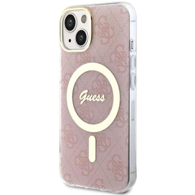 Чехол Guess 4G для iPhone 14 Pink with MagSafe (GUHMP14SH4STP)