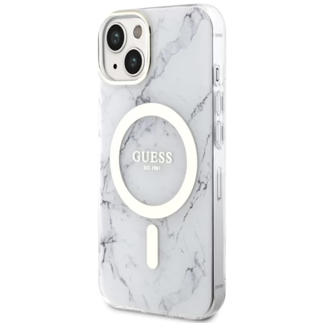 Чехол Guess Marble для iPhone 14 Plus White with MagSafe (GUHMP14SPCUMAH)