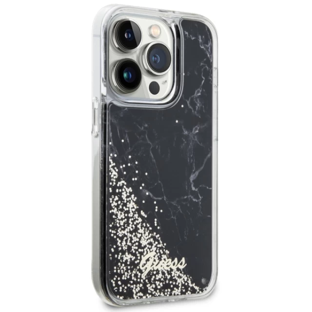 Чехол Guess Liquid Glitter Marble для iPhone 14 Pro Black (GUHCP14LLCSGSGK)
