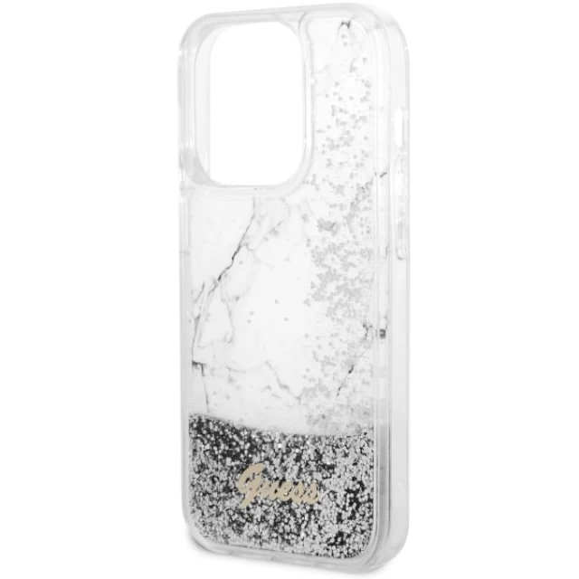 Чехол Guess Liquid Glitter Marble для iPhone 14 Pro White (GUHCP14LLCSGSGH)