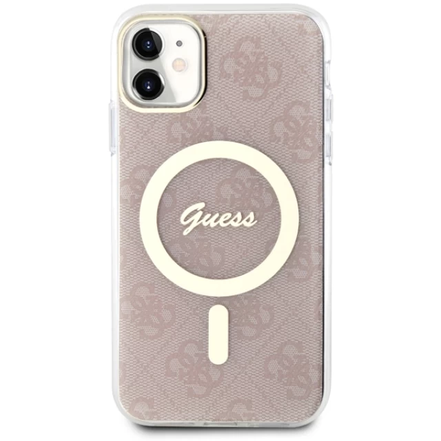 Чохол Guess 4G для iPhone 11 Pink with MagSafe (GUHMN61H4STP)