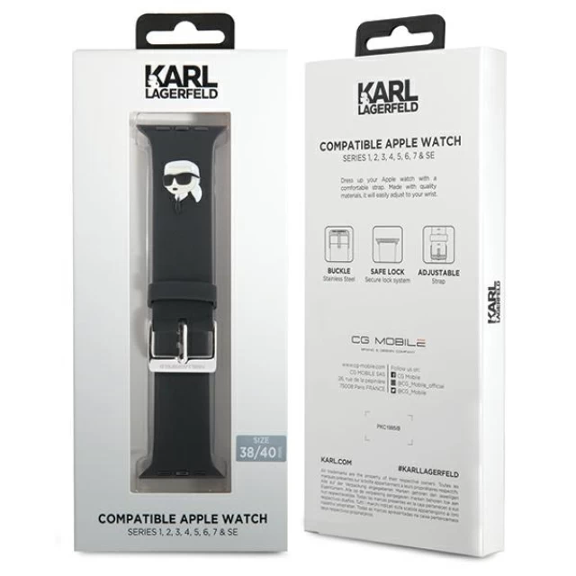 Ремешок Karl Lagerfeld 3D Rubber Karl Head для Apple Watch 41 | 40 | 38 mm Black (KLAWMSLKNK)