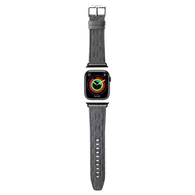 Ремешок Karl Lagerfeld Saffiano Monogram для Apple Watch 41 | 40 | 38 mm Silver (KLAWMSAKLHPK)