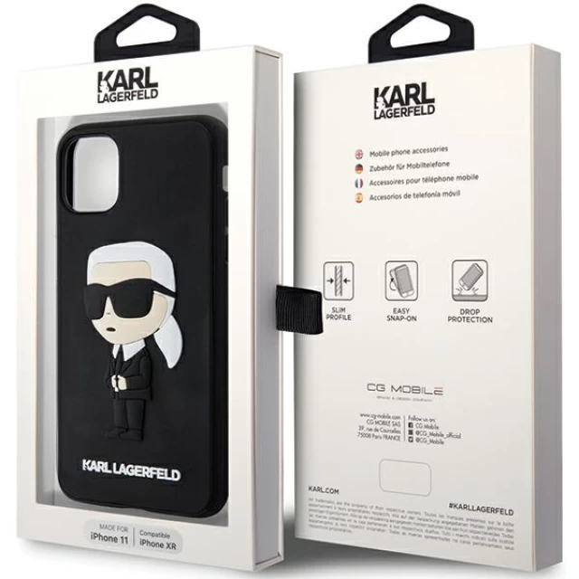 Чохол Karl Lagerfeld 3D Rubber Ikonik для iPhone 11 | XR Black (KLHCN613DRKINK)