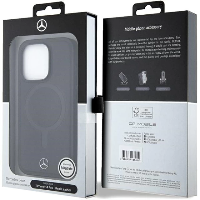 Чехол Mercedes Smooth Leather для iPhone 14 Pro Black with MagSafe (MEHMP14L23RCMK)