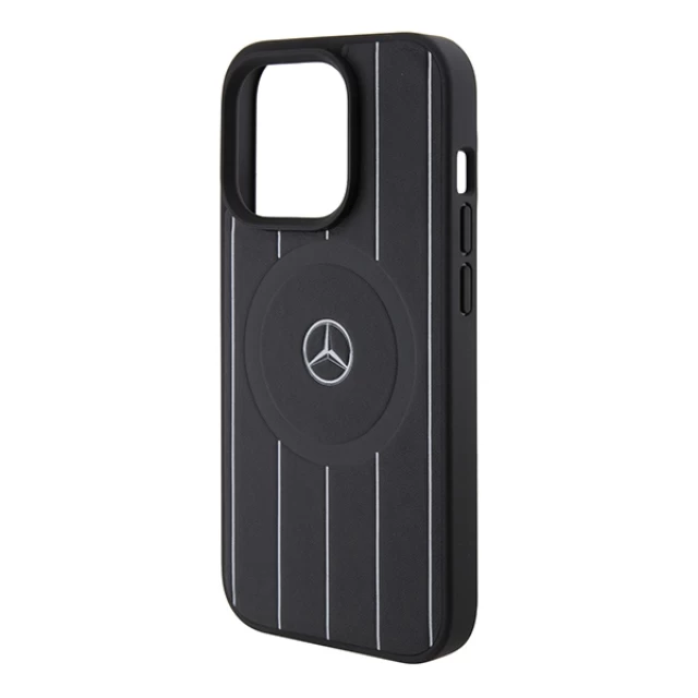 Чохол Mercedes Stripes Pattern Leather для iPhone 15 Pro Black with MagSafe (MEHMP15L23RHSK)