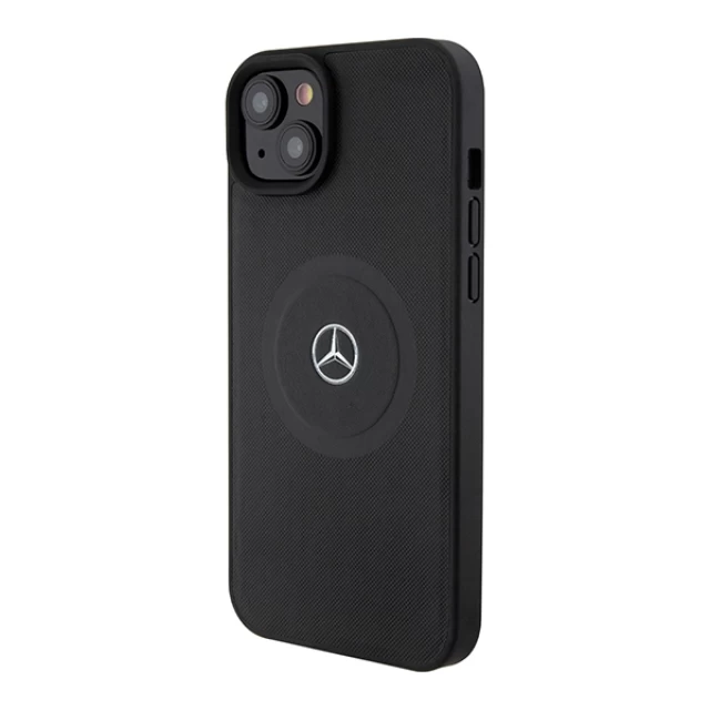 Чехол Mercedes Crossed Lines Pattern Leather для iPhone 15 Black with MagSafe (MEHMP15S23RMMK)