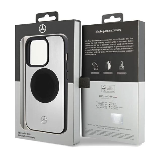 Чохол Mercedes Leather & Alu для iPhone 15 Pro Silver with MagSafe (MEHMP15L23ACMS)
