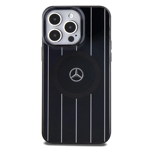 Чехол Mercedes Double Layer Crossed Lines для iPhone 15 Pro Black with MagSafe (MEHMP15L23HRSK)