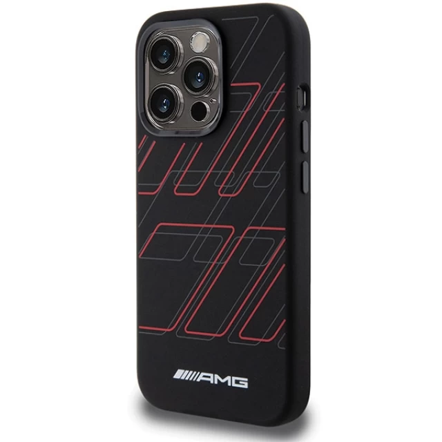Чехол Mercedes Silicone Large Rhombuses Pattern для iPhone 15 Pro Max Black with MagSafe (AMHMP15X23SSPK)