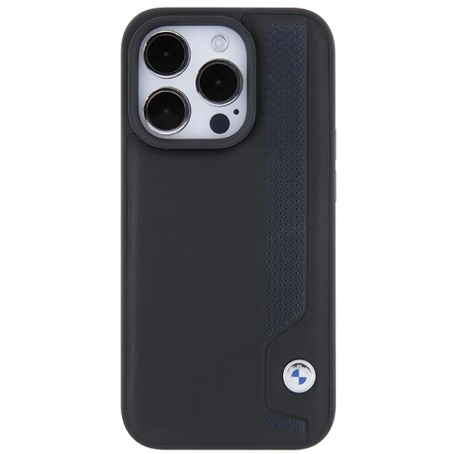 Чехол BMW Leather Blue Dots для iPhone 15 Pro Black (BMHCP15L22RBDK)