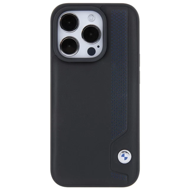 Чохол BMW Leather Blue Dots для iPhone 15 Pro Max Black (BMHCP15X22RBDK)