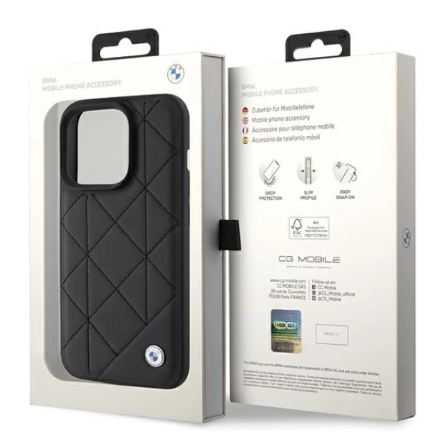 Чохол BMW Leather Quilted для iPhone 15 Pro Black (BMHCP15L22RQDK)