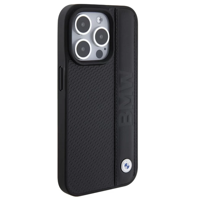 Чехол BMW Leather Textured & Stripe для iPhone 15 Pro Black (BMHCP15L22RDPK)