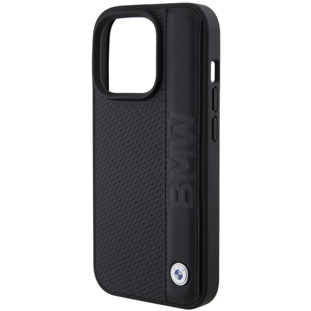 Чехол BMW Leather Textured & Stripe для iPhone 15 Pro Max Black (BMHCP15X22RDPK)