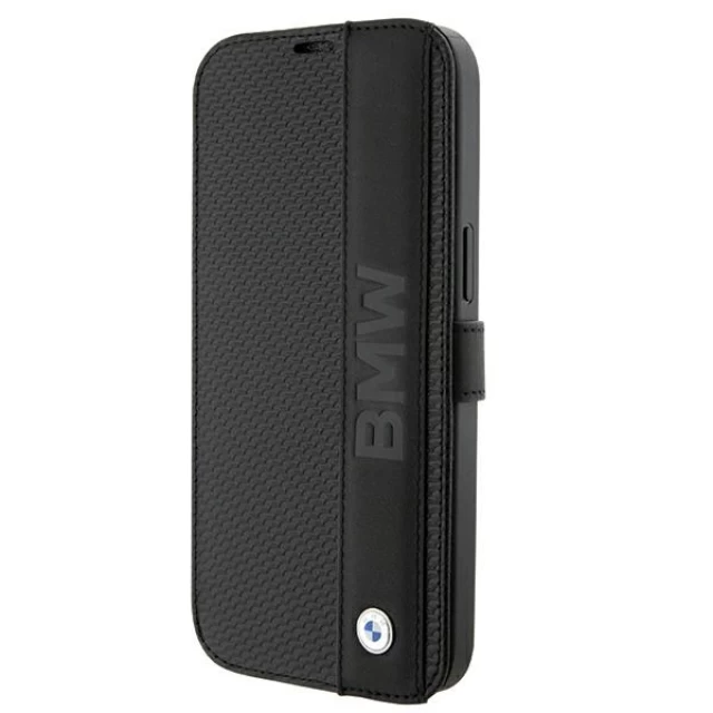 Чохол-книжка BMW Leather Textured & Stripe для iPhone 15 Black (BMBKP15S22RDPK)