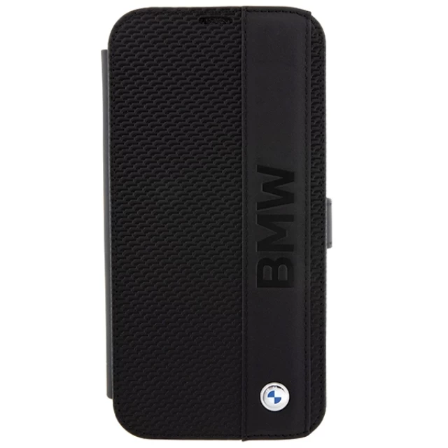 Чохол-книжка BMW Leather Textured & Stripe для iPhone 15 Pro Black (BMBKP15L22RDPK)