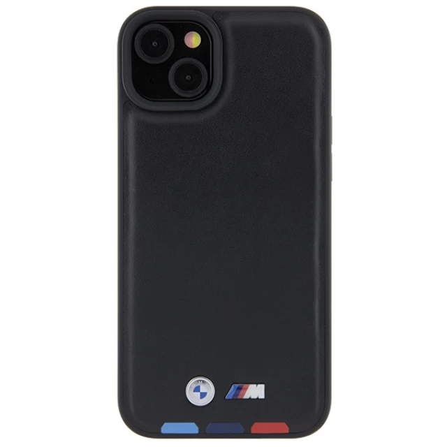 Чохол BMW Leather Stamp Tricolor для iPhone 15 Plus Black (BMHCP15M22PTDK)