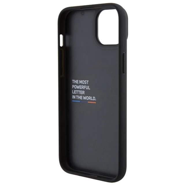 Чохол BMW Leather Stamp Tricolor для iPhone 15 Plus Black (BMHCP15M22PTDK)