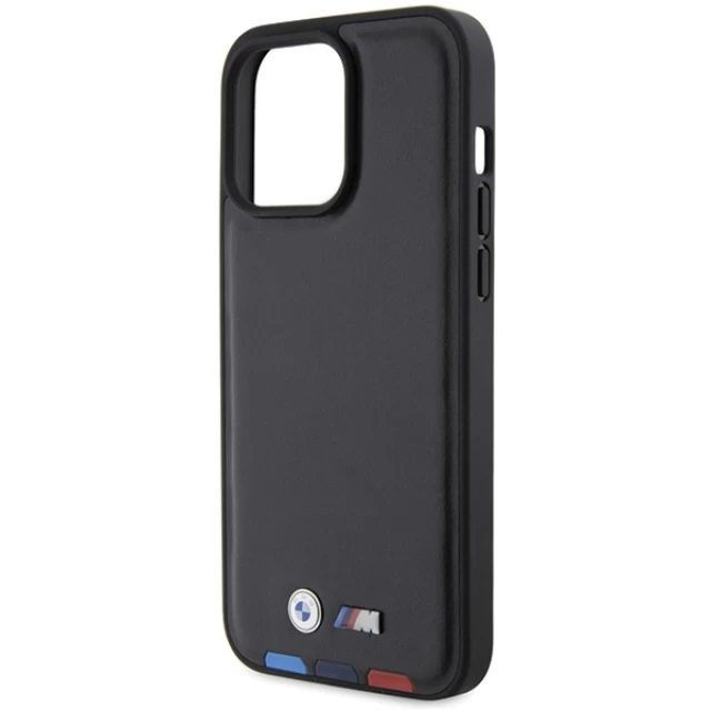 Чехол BMW Leather Stamp Tricolor для iPhone 15 Pro Max Black (BMHCP15X22PTDK)