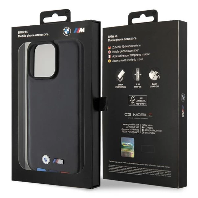 Чохол BMW Leather Stamp Tricolor для iPhone 15 Pro Max Black (BMHCP15X22PTDK)