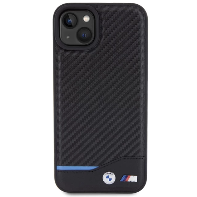 Чехол BMW Leather Carbon для iPhone 15 Plus Black (BMHCP15M22NBCK)